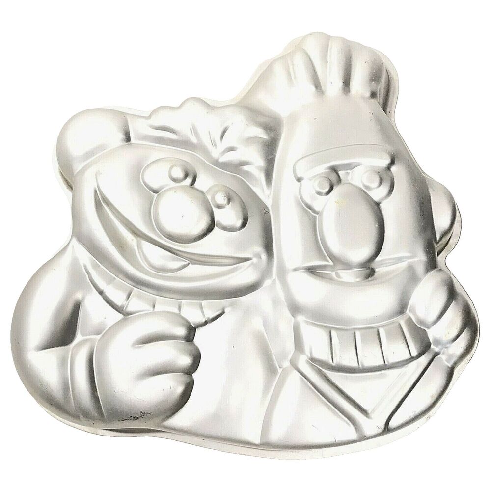 Wilton Ernie Bert Cake Pan Mold Vintage Sesame Street Muppets Aluminum Tin 1971